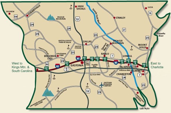 Map of Gaston County, North Carolina